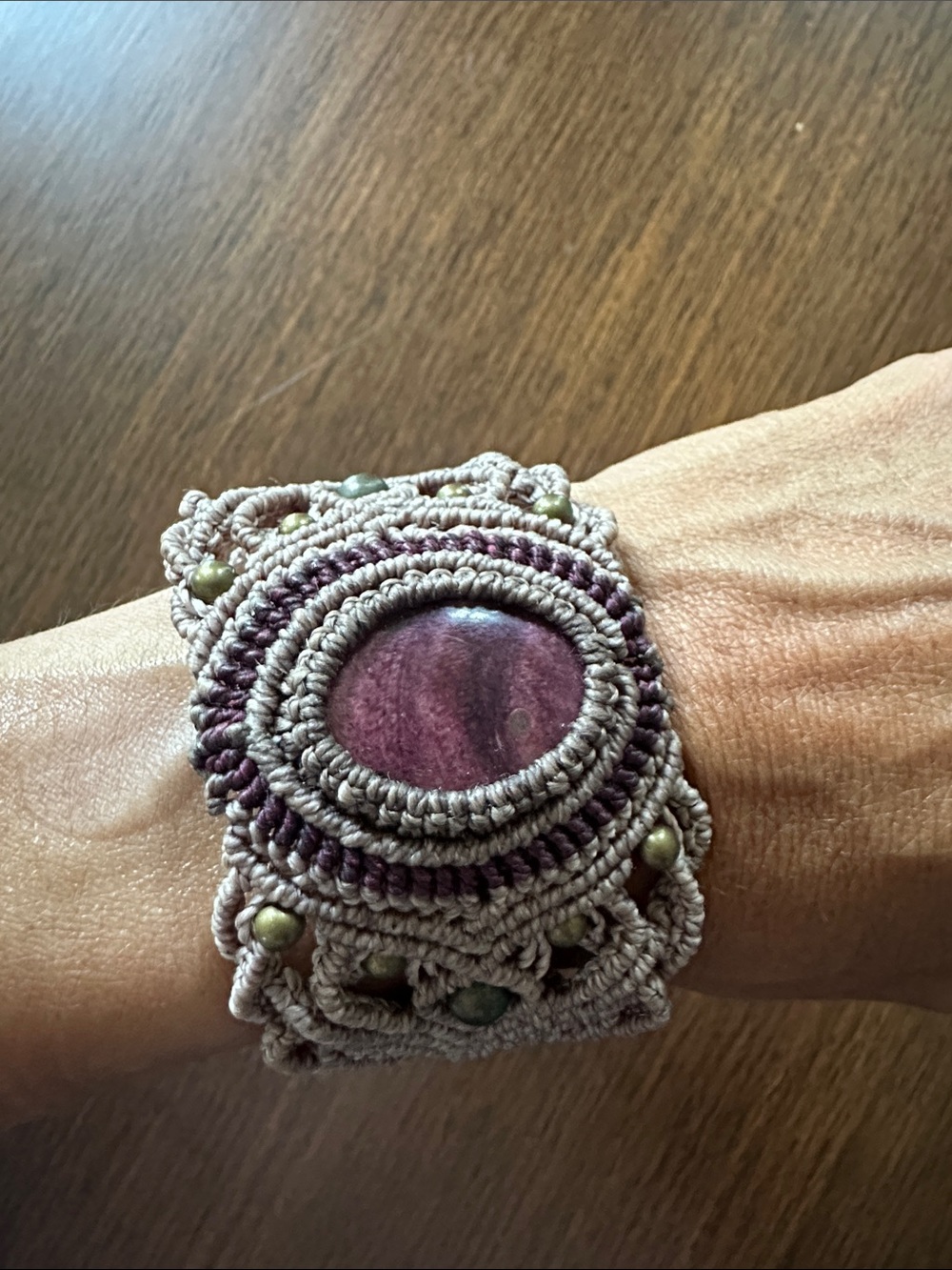 Handmade Macramé Bracelet with Purple Stone